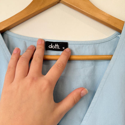 Dotti Light Blue Button Front Shirred Waist Dress Size 16