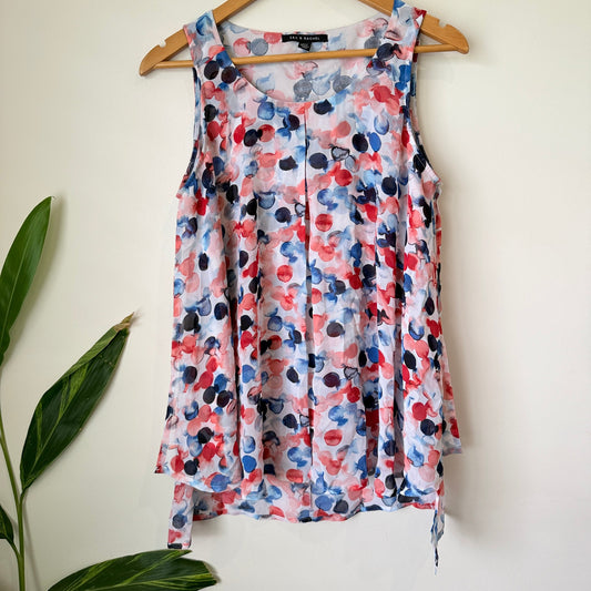 Zac & Rachel Watercolour Spot Print Sleeveless Top Size M