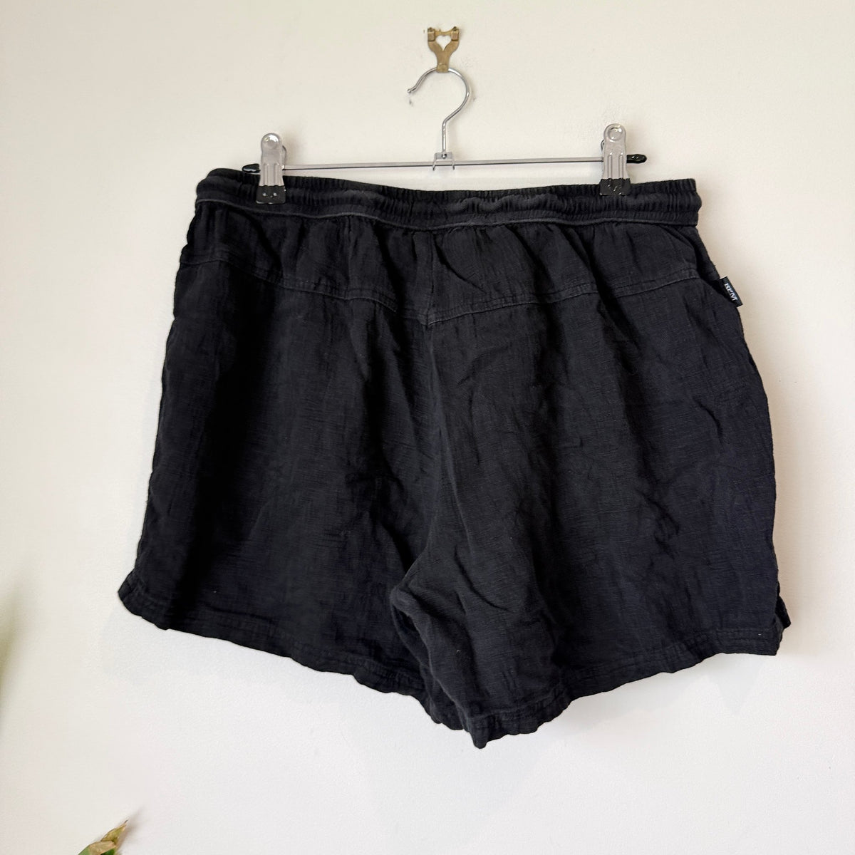 RPM Black Linen Blend Drawstring Shorts Size 14