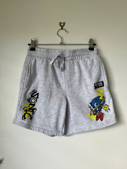 Kids Sonic the Hedgehog Grey Marl Drawstring Track Shorts Size 10