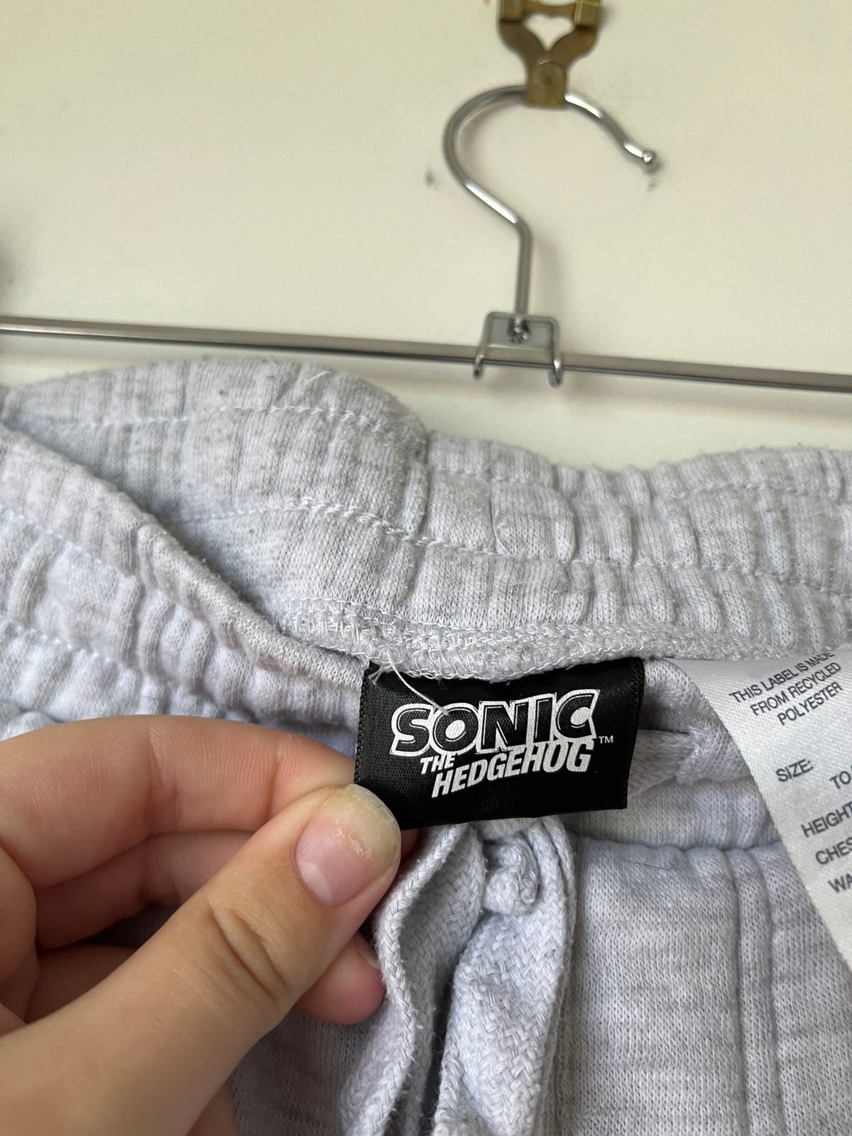 Kids Sonic the Hedgehog Grey Marl Drawstring Track Shorts Size 10