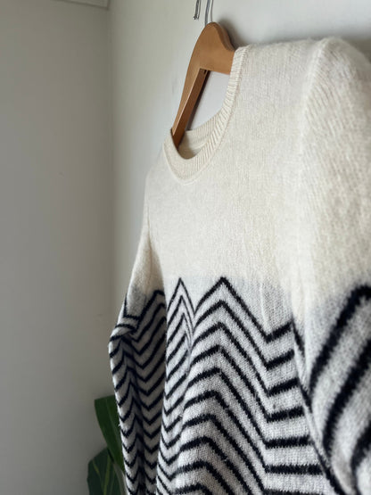 B.ao Cream & Black Chevron Stripe Knit Jumper - 48cm u/arm