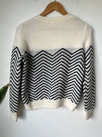 B.ao Cream & Black Chevron Stripe Knit Jumper - 48cm u/arm