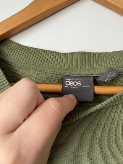 ASOS Khaki Green Oversized Crew Sweatshirt Size M