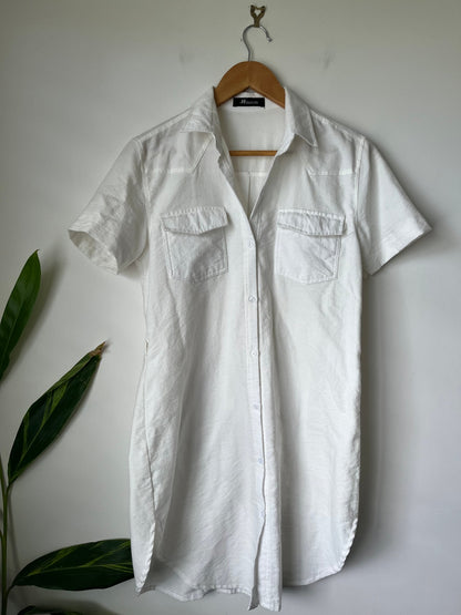 HH Collection White Short Sleeve Longline Utility Shirt - 46cm u/arm
