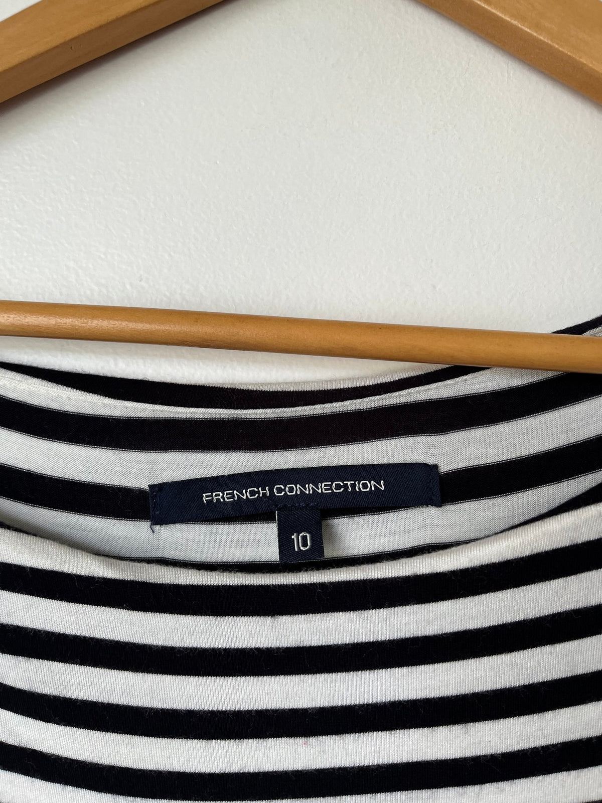 French Connection Black & White Stripe Tiered Dress Size 10