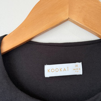 Kookai Black Ruched Side T-Shirt Midi Dress Size 36