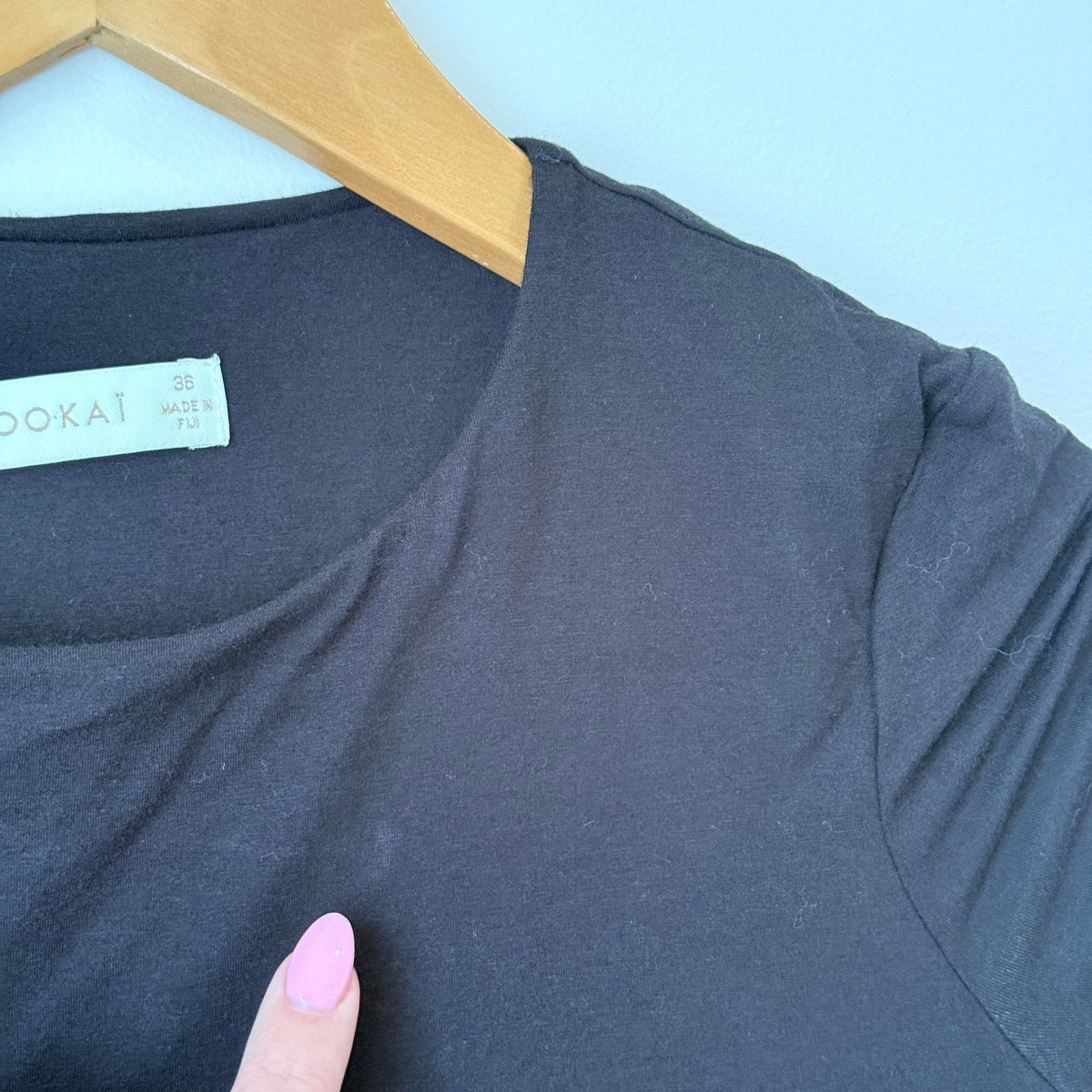 Kookai Black Ruched Side T-Shirt Midi Dress Size 36