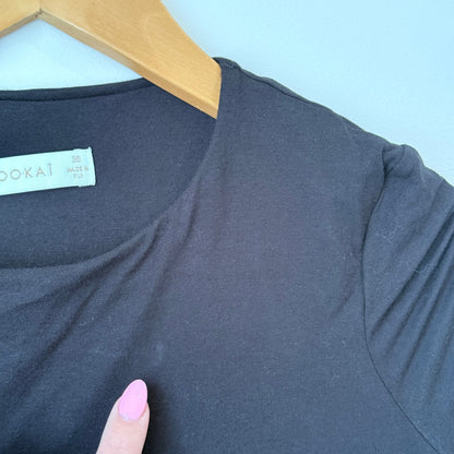 Kookai Black Ruched Side T-Shirt Midi Dress Size 36