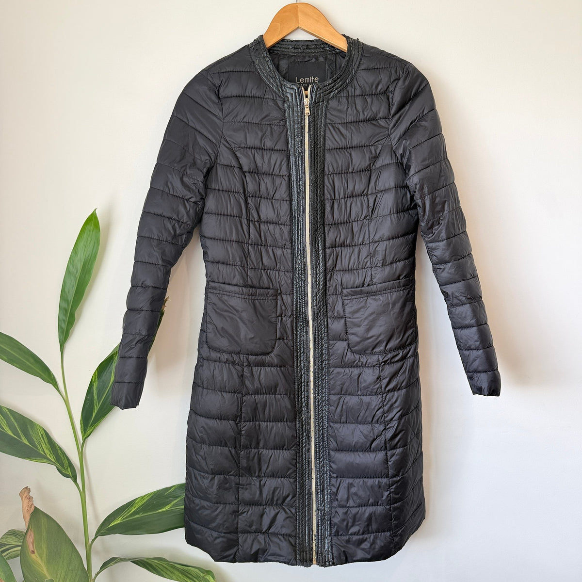 Lemite Black Label Navy Quilted Down Longline Puffer Coat (Damaged)