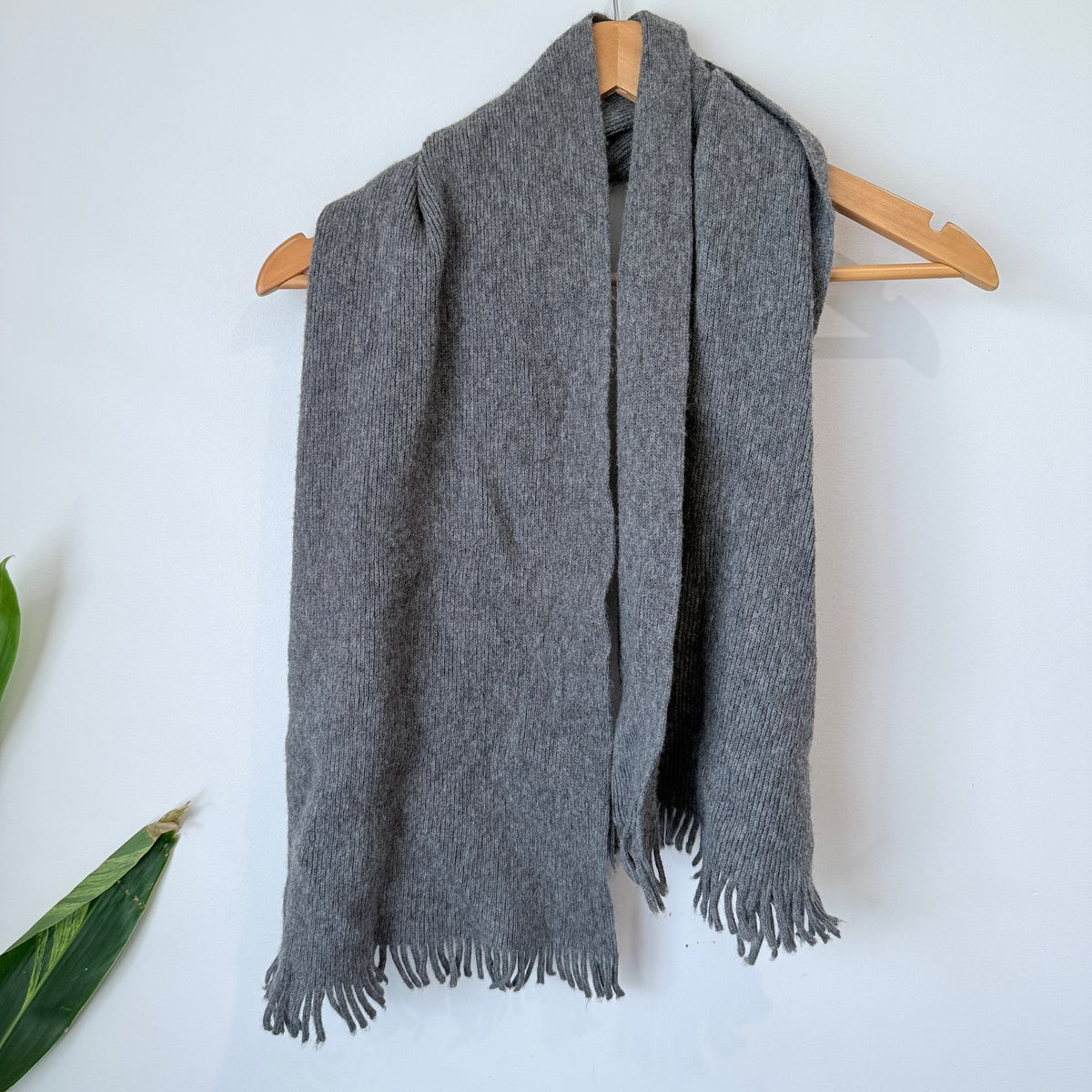 Classic Dark Gray Ribbed Knit Scarf