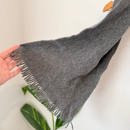 Classic Dark Gray Ribbed Knit Scarf