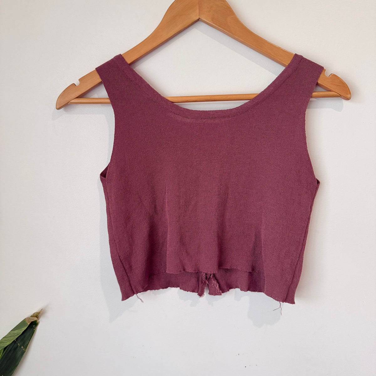 Dusty Rose Ribbed Knit Button Front Crop Tank - 37cm u/arm