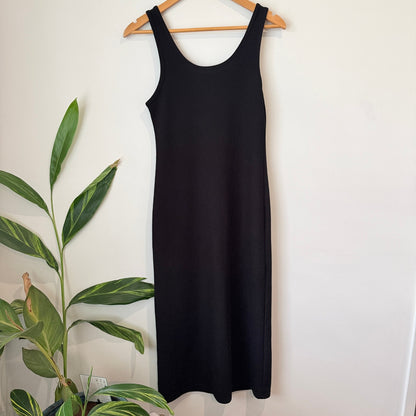 Mono Talk Black Ribbed Tank Midi Dress Size M