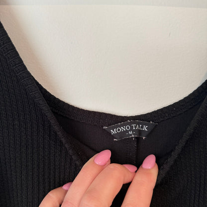 Mono Talk Black Ribbed Tank Midi Dress Size M