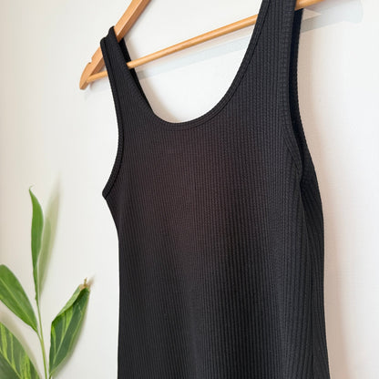 Mono Talk Black Ribbed Tank Midi Dress Size M