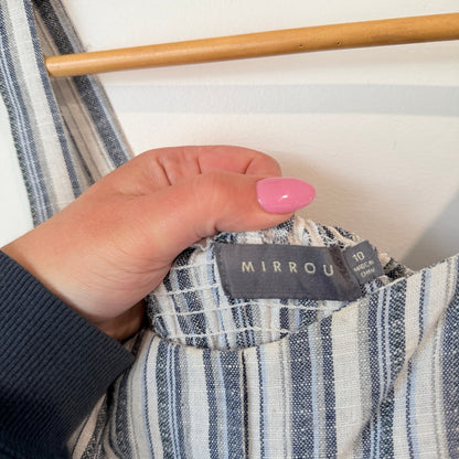 Mirrou Navy & White Stripe Sundress with Pockets Size 10
