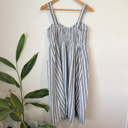 Mirrou Navy & White Stripe Sundress with Pockets Size 10
