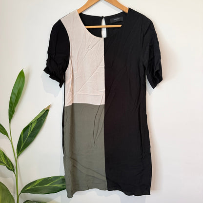 Pagani Black Colour Block Shift Dress Size 10