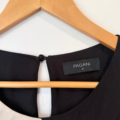 Pagani Black Colour Block Shift Dress Size 10