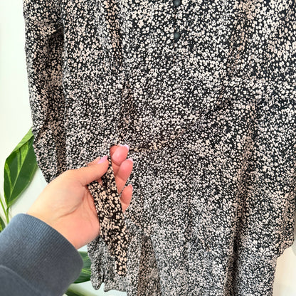 Ripe Maternity Black & Blush Ditsy Floral Long Sleeve Dress Size M