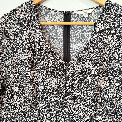 Ripe Maternity Black & Blush Ditsy Floral Long Sleeve Dress Size M