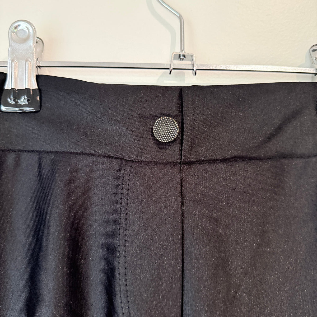 Black High Waist Stretch Pants with Button Front - 62cm waist