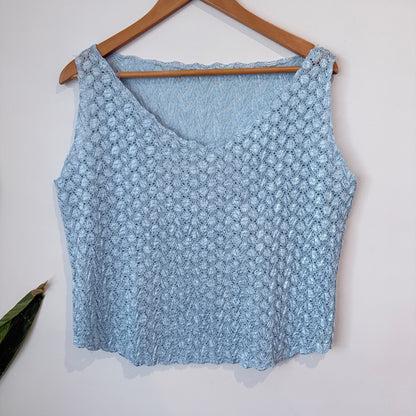 Light Blue Open Knit Sleeveless Top - 52cm u/arm