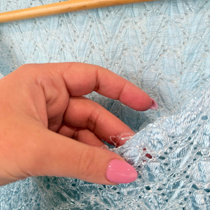 Light Blue Open Knit Sleeveless Top - 52cm u/arm