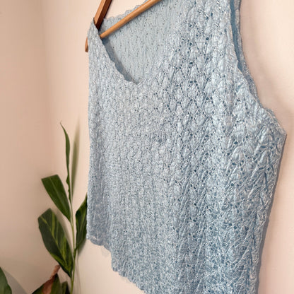 Light Blue Open Knit Sleeveless Top - 52cm u/arm