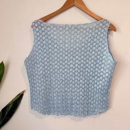 Light Blue Open Knit Sleeveless Top - 52cm u/arm