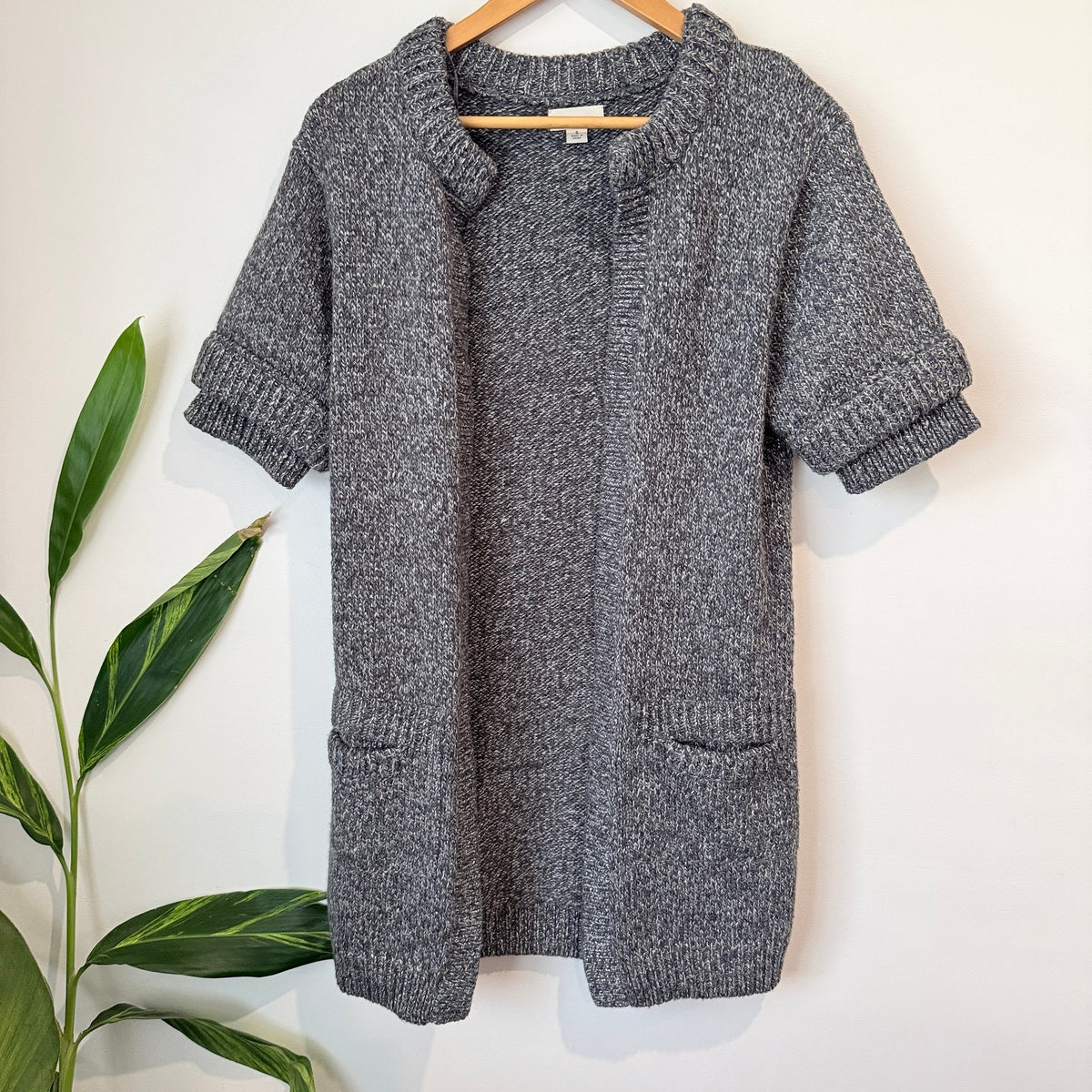 Witchery Charcoal Marl Alpaca Blend Short Sleeve Longline Cardigan Size S