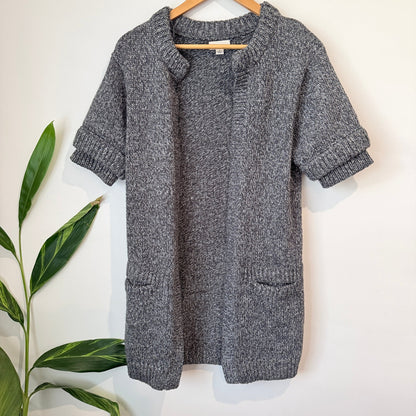 Witchery Charcoal Marl Alpaca Blend Short Sleeve Longline Cardigan Size S