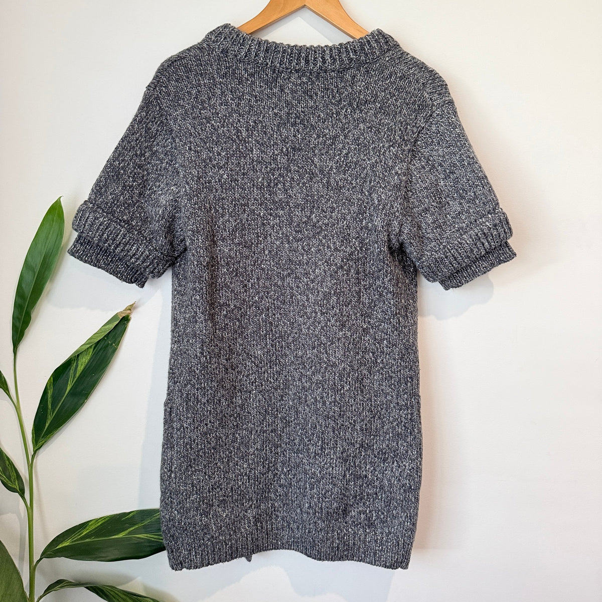 Witchery Charcoal Marl Alpaca Blend Short Sleeve Longline Cardigan Size S