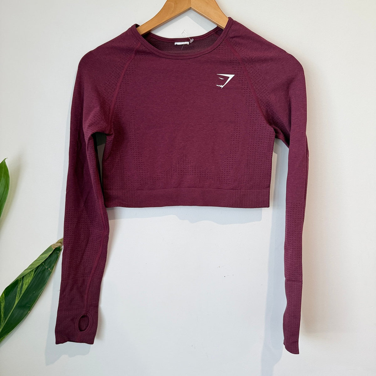 Gymshark Burgundy Seamless Long Sleeve Crop Top - 39cm u/arm