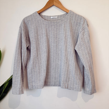 Cinema Club Grey Pinstripe Crop Sweater Size M