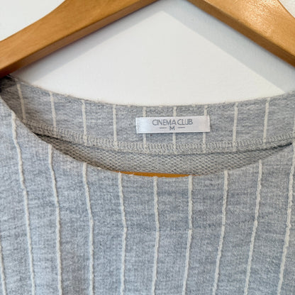Cinema Club Grey Pinstripe Crop Sweater Size M