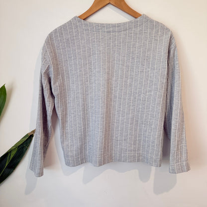Cinema Club Grey Pinstripe Crop Sweater Size M