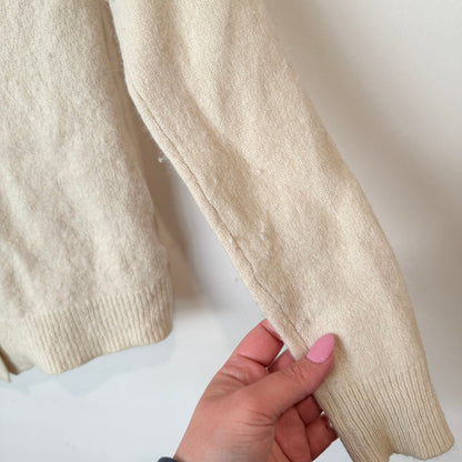 Uniqlo Cream Wool Alpaca Blend V-Neck Cardigan Size M (S fit)
