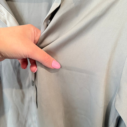 Luxi Aunt Grey Satin Button Up Shirt - 56cm u/asm
