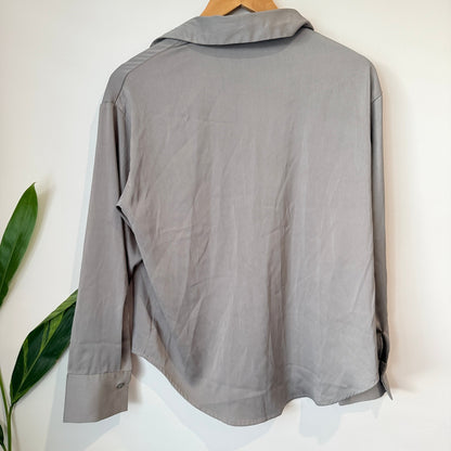 Luxi Aunt Grey Satin Button Up Shirt - 56cm u/asm