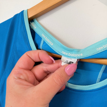 New Balance Blue Colour Block Running Tee - 39cm u/arm