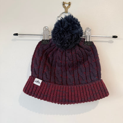 Two-tone Marled Cable-knit Pom-pom Beanie Hat