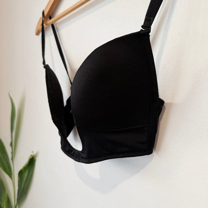 Nude Underwear Black Low Back Plunge Bra Size 10DD (or smaller)