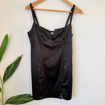 Glassons Black Satin Sweetheart Mini Dress Size 12