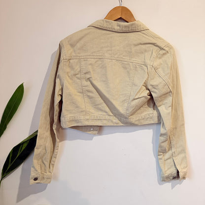 SHEIN Beige Cropped Denim Jacket Size S
