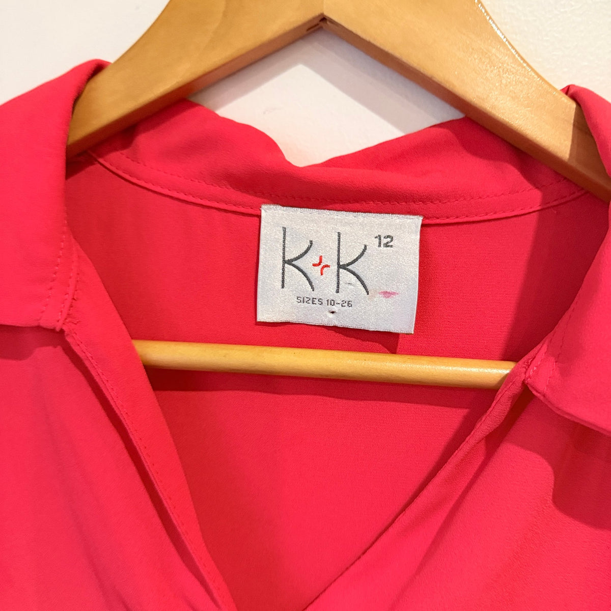 K+K Coral Pink Collared Layered Hem Blouse Size 12