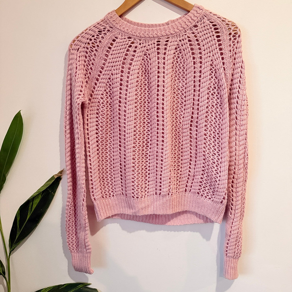 Max Pink Open Knit Jumper Size XS