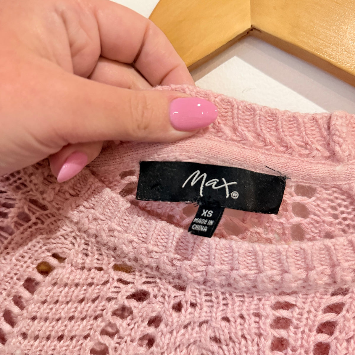 Max Pink Open Knit Jumper Size XS