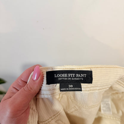 Cotton On Cream Corduroy Loose Fit Pants Size 30
